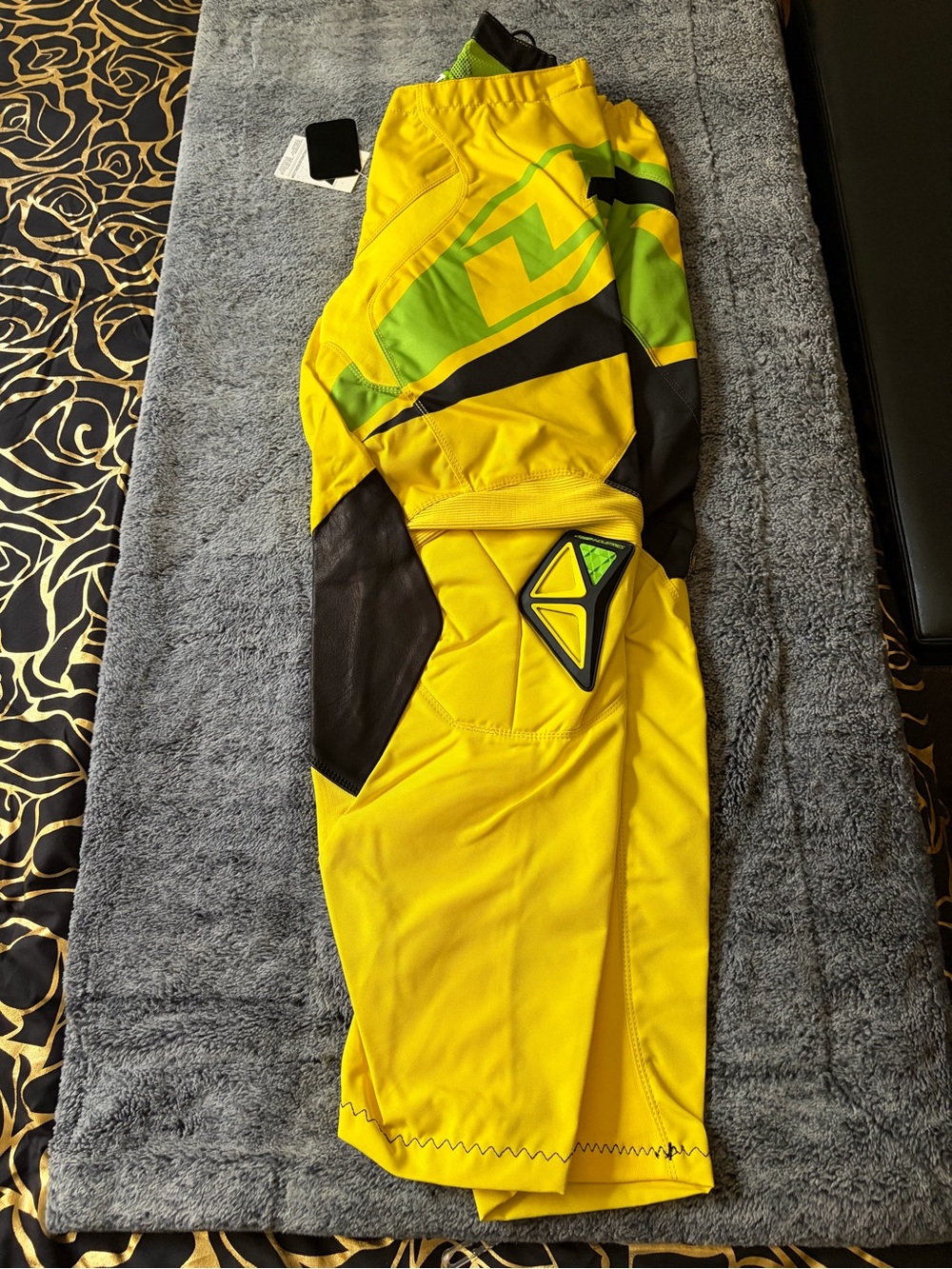 Men’s Yellow Motocross Pants with Green Accents - Picture 3 of 6